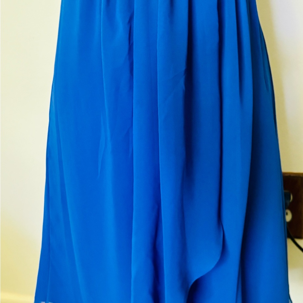 Bill Levkoff Sample Size US 12 One Shoulder Blue Wrap Detail Formal Mini Dress - Picture 4 of 15